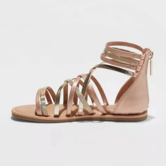 Girls' Zipper Metallic Ankle Strap Sandals (Size 4) - Picture 8 of 10